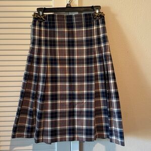 Tory Burch Black and White Midi A-Line Skirt